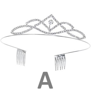 25010_1A Alista Metalen Tiara met Witte Strass voor Ballet