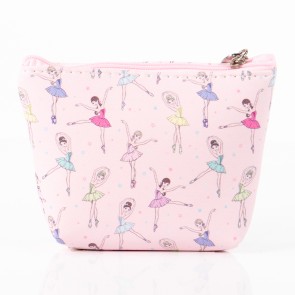 kleine zalmroze portemonnee met ballerinas voor meisjes