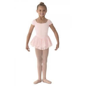 Bloch M1052 meisjes balletjurkje korte mouw roze voorkant