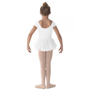 Bloch M1052 meisjes balletjurkje korte mouw wit achterkant 