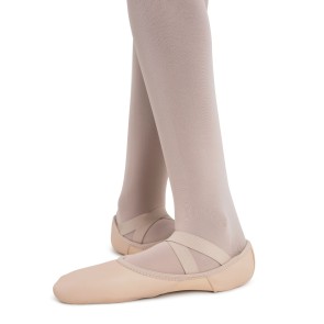Capezio Hanami Splitzool Balletschoen van Leer voor Kinderen met gekruisde elastieken