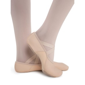 Capezio Hanami Splitzool Balletschoen van Leer voor Kinderen zalmroze