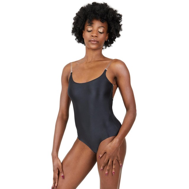 Capezio Body met Doorzichtige Bandjes en Lage Rug zwart