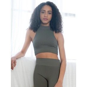 Capezio Seamless Rib Crop Top safari green