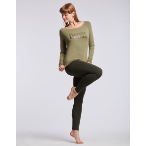 Temps Danse t-shirt met lange mouwen olijf groen