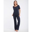 Temps Danse Riga Ribbed Boat Neck T-Shirt navy