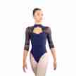 Ballet Rosa dames balletpak Lucienne lange mouwen mesh en kant bordeaux achterkant