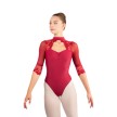 Ballet Rosa dames balletpak Lucienne lange mouwen mesh en kant wit achterkant