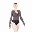 Ballet Rosa Kaori dames vest lange mouwen imitatie omslag taupe