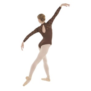 Sansha Tempora LE4510M dames balletpak lange mouwen donkerbruin achterkant