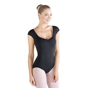 SoDanca E10878 balletpak kapmouwtje met lage rug zwart voorkant